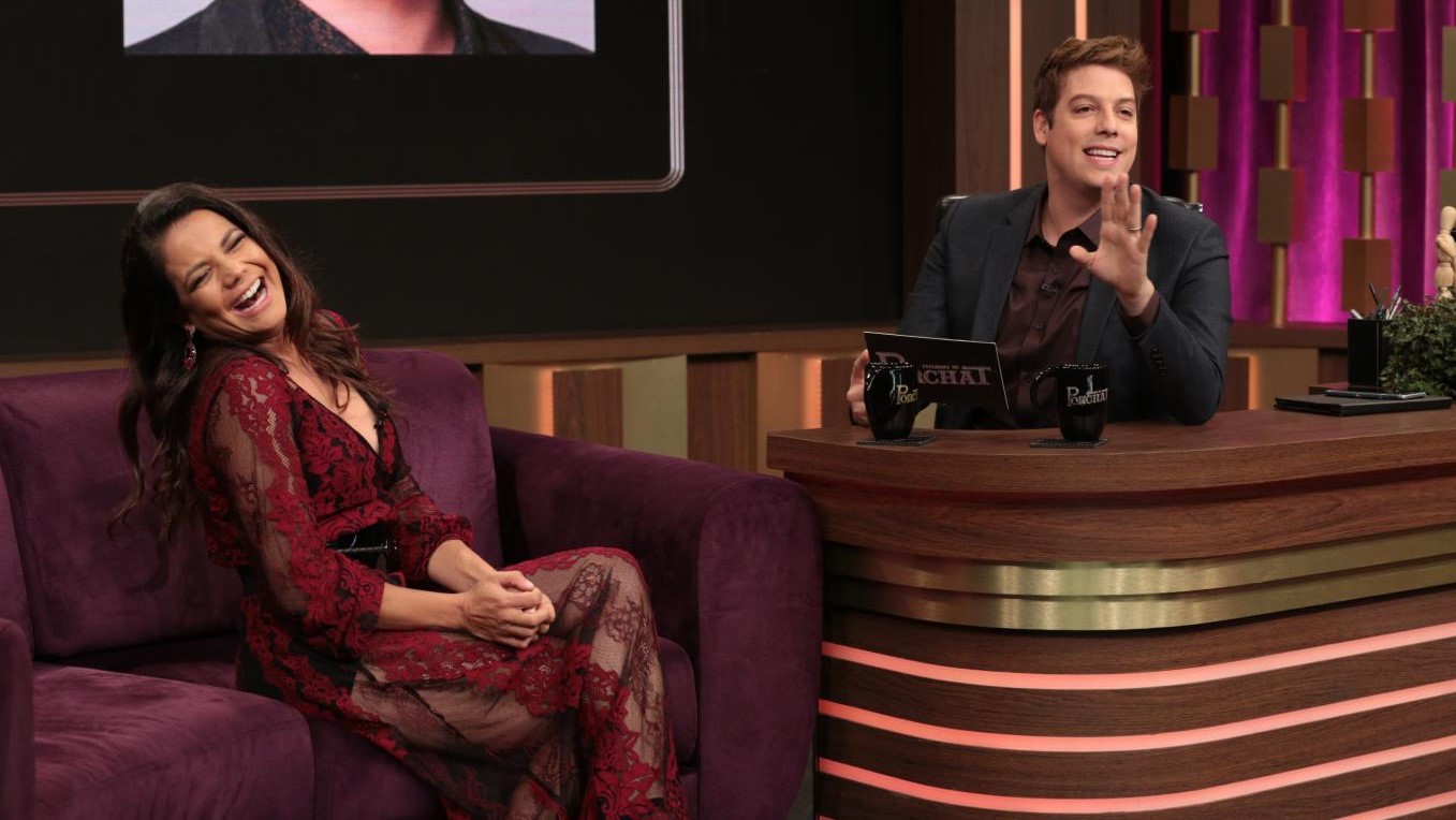 Nivea Stelmann e Fábio Porchat no Programa do Porchat