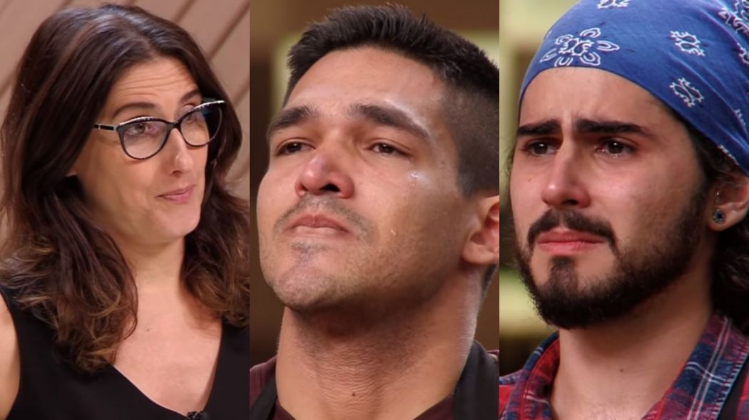 Paola Carosella, Thiago e Hugo, participantes do MasterChef