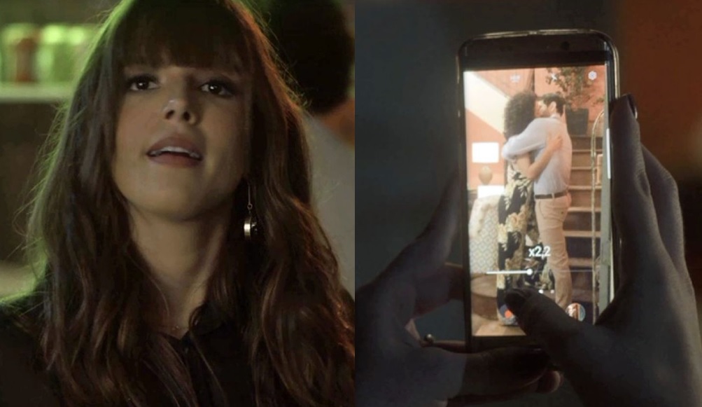 Rochelle (Giovanna Lancellotti) tira foto de Cacau (Fabiula Nascimento) e Edgar (Caco Ciocler) de Segundo Sol