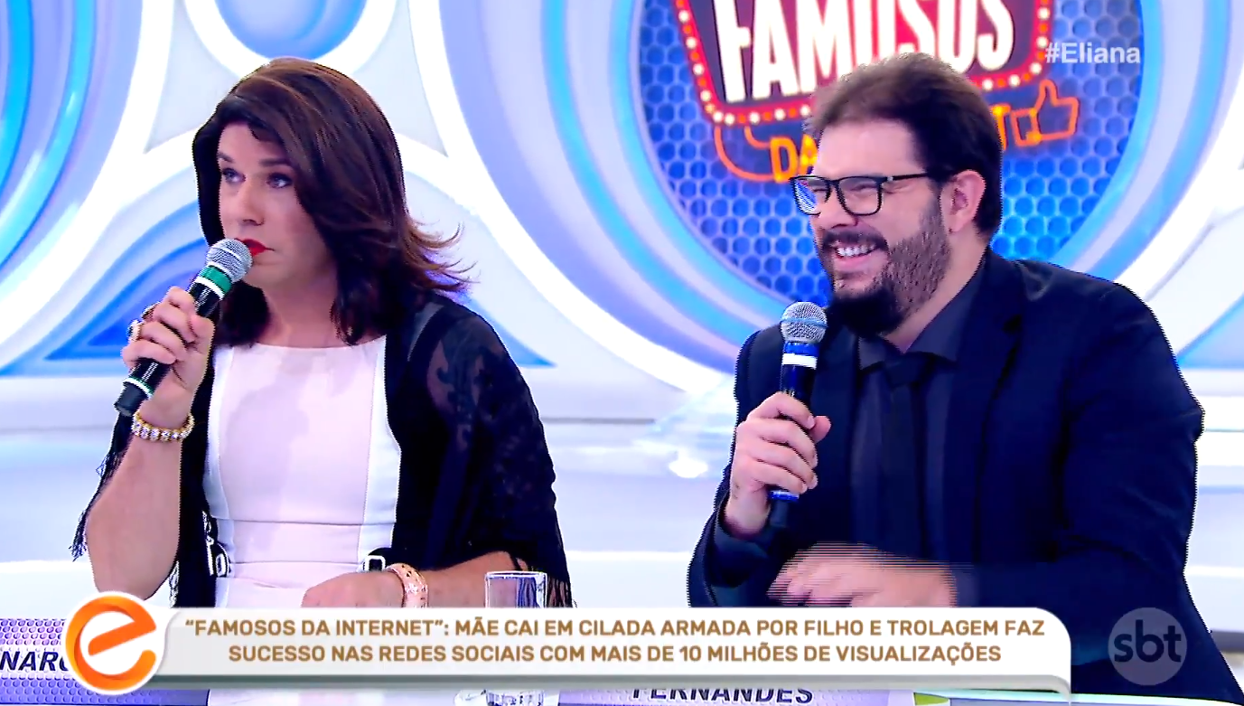 Tiago Barnabe e Rodrigo Fernandes, o Jacare Banguela, no programa Eliana