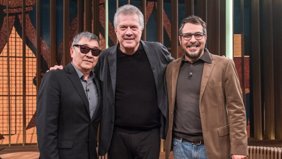 Pedro Bial, Newton Ishii e Luís Humberto Carrijo no Conversa com Bial