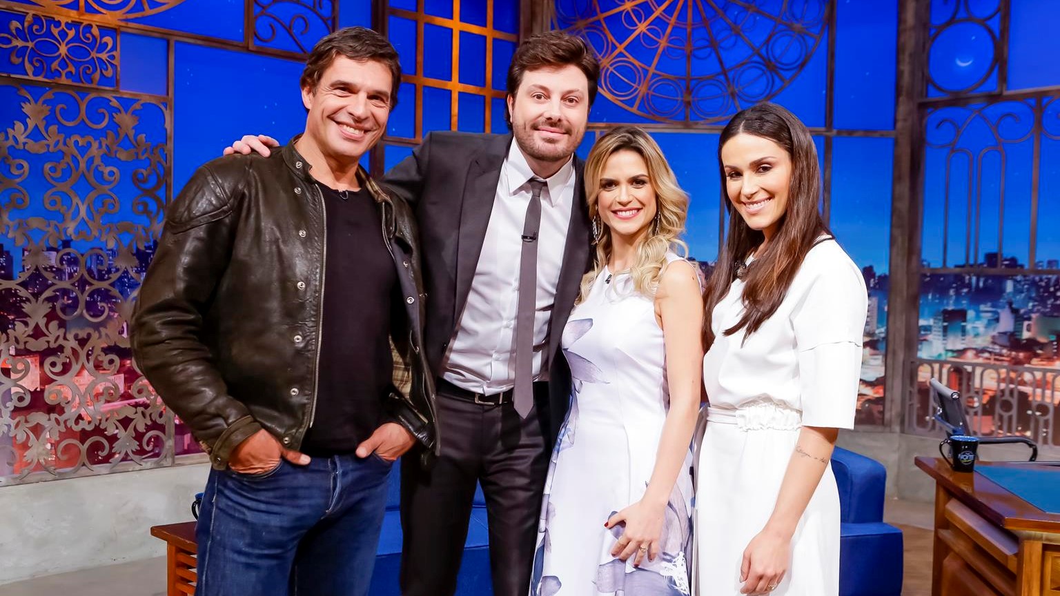 Olivier Anquier, Nadja Haddad e Beca Milano no The Noite com Danilo Gentili