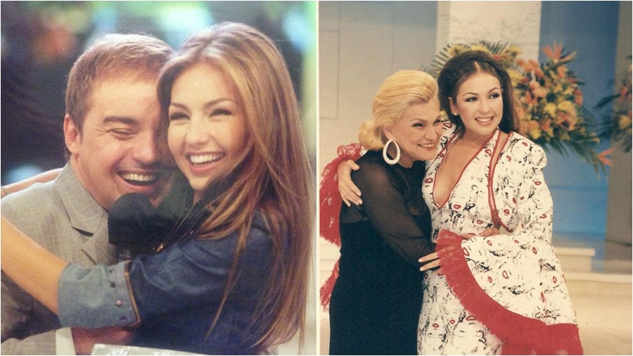 Thalía ao lado de Gugu e Hebe (Divulgação)