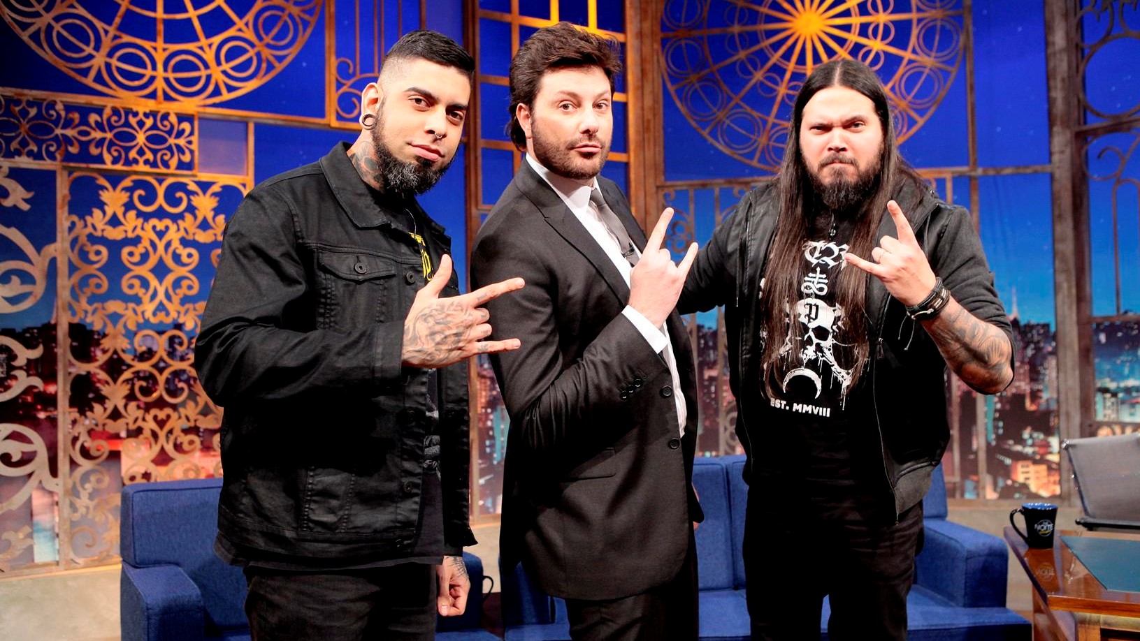 Rafael Tavares, Marcelo Vasco e Danilo Gentili no The Noite