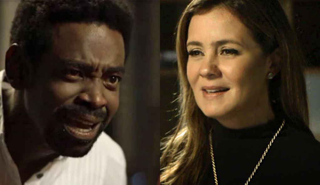 Roberval (Fabricio Boliveira) e Laureta (Adriana Esteves) de Segundo Sol