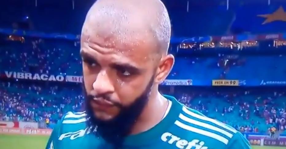 Felipe Melo durante entrevista a Globo na qual dedicou gol a Bolsonaro