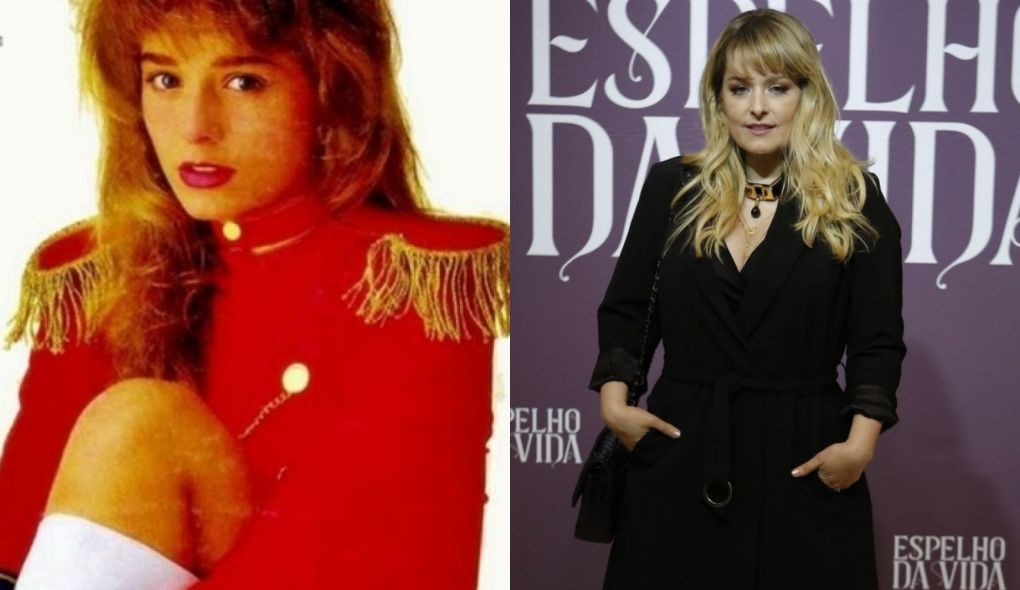 Luciana Vendramini quando era paquita e na festa de Espelho da Vida