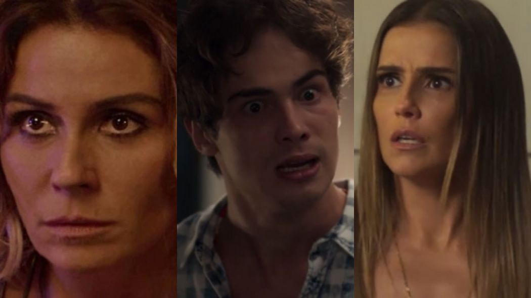 Luzia (Giovanna Antonelli), Valentim (Danilo Mesquita) e Karola (Deborah Secco) de Segundo Sol
