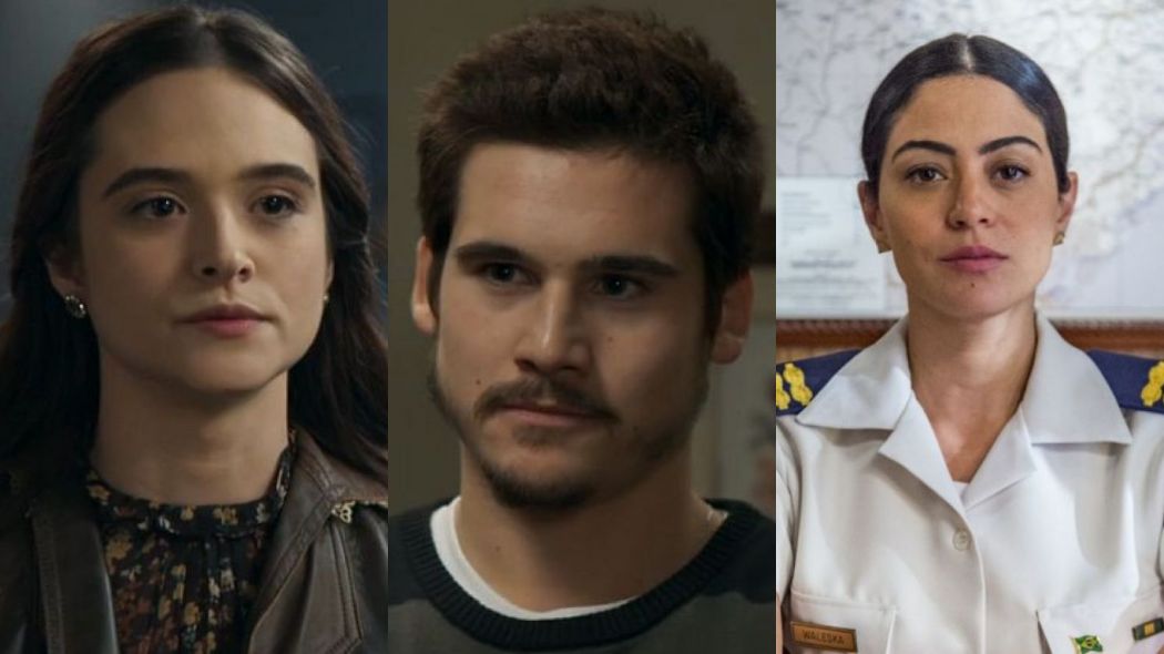 Marocas (Juliana Paiva), Samuca (Nicolas Prattes) e Waleska (Carol Castro) de O Tempo Nao Para