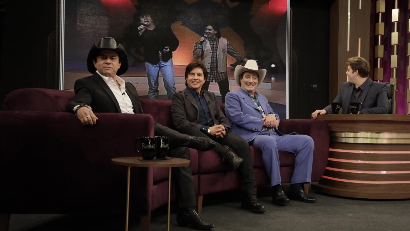 Marcelo Costa e a dupla Chitãozinho e Xororó participam no Programa do Porchat