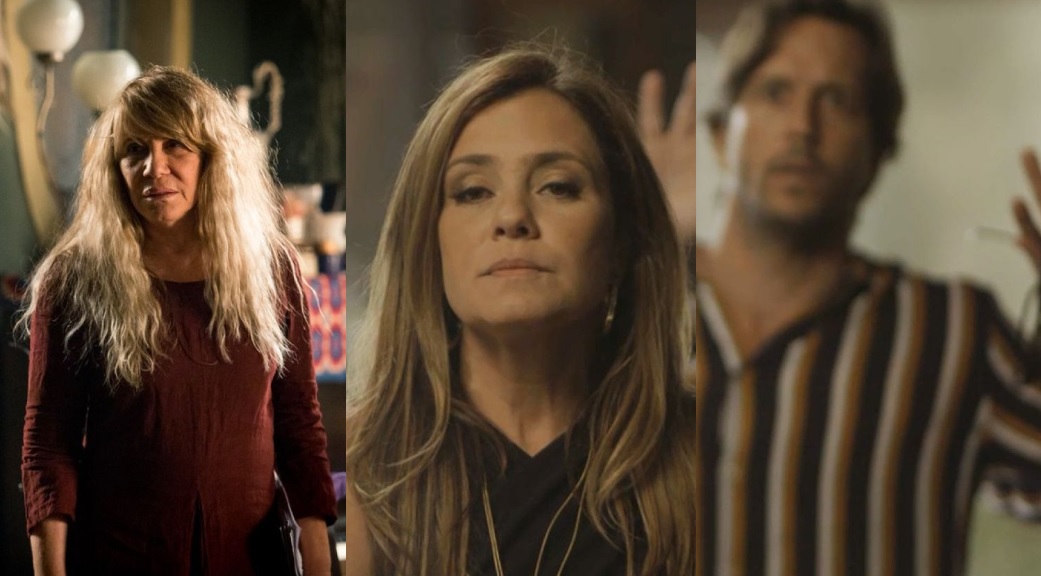 Dulce (Renata Sorrah), Laureta (Adriana Esteves) e Remy (Vladimir Brichta) de Segundo Sol