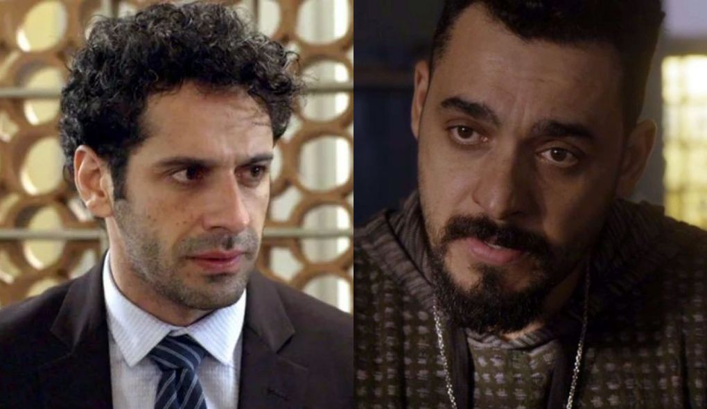 Emílio (João Baldasserini) e Barão (Rui Ricardo Dias) em O Tempo Não Para (Divulgação/TV Globo)