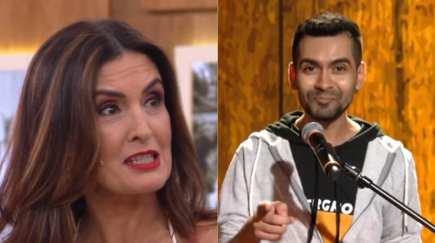 Fátima Bernardes e Lion, convidado do Encontro