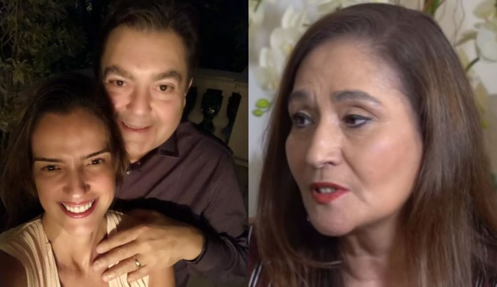Faustao ao lado da esposa, Luciana Cardoso, e Sonia Abrao