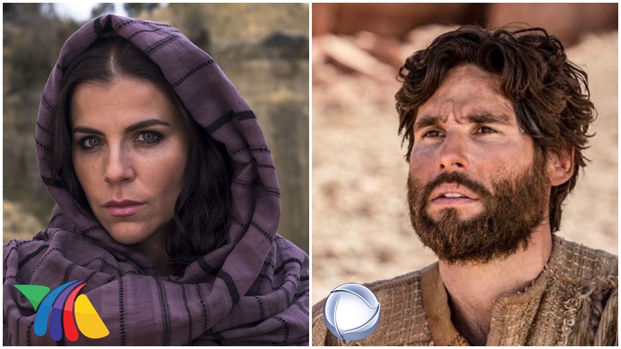 Maria Madalena da TV Azteca e Jesus da RecordTV (Divulgação)