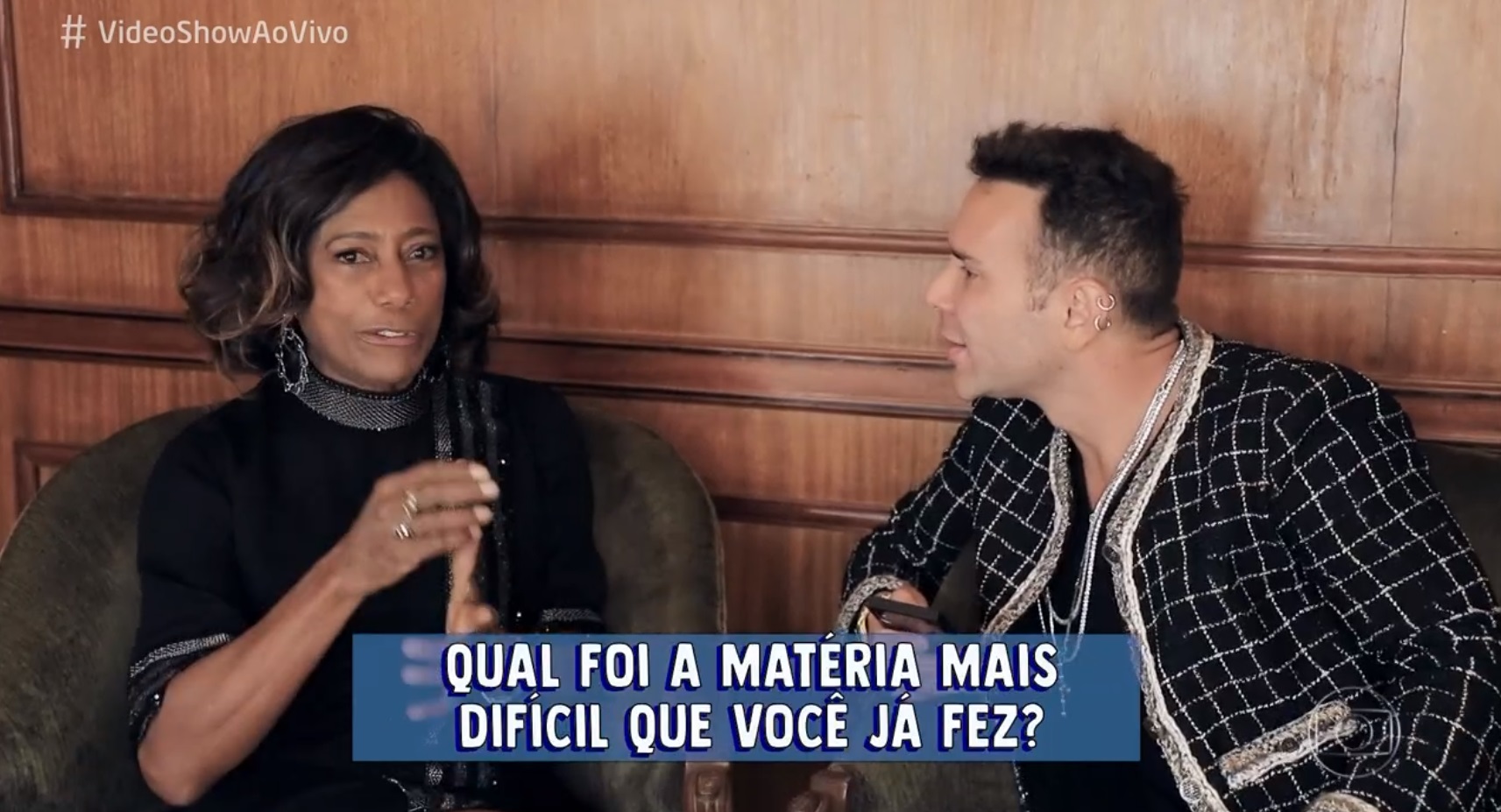 Glória Maria e Matheus Mazzafera no Vídeo Show