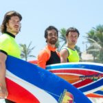 Caio Paduan, Bernardo Marinho e Kayky Brito durante gravação de Verão 90