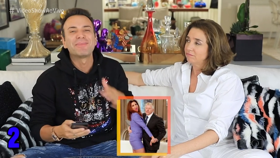 Marisa Orth e Matheus Mazzafera no Vídeo Show (Reprodução/TV Globo).