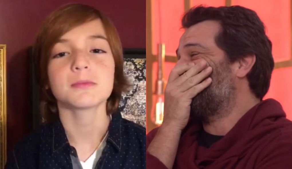 Rafael, filho de Rodrigo Lombardi, e o astro no Encontro