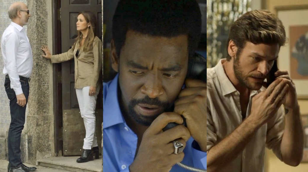 Severo (Odilon Wagner), Laureta (Adriana Esteves), Roberval (Fabricio Boliveira) e Beto (Emilio Dantas) de Segundo Sol