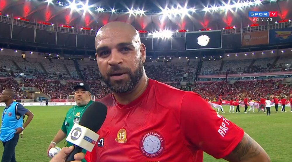 Adriano Imperador após jogo beneficente (Foto: Reprodução / SporTV!)