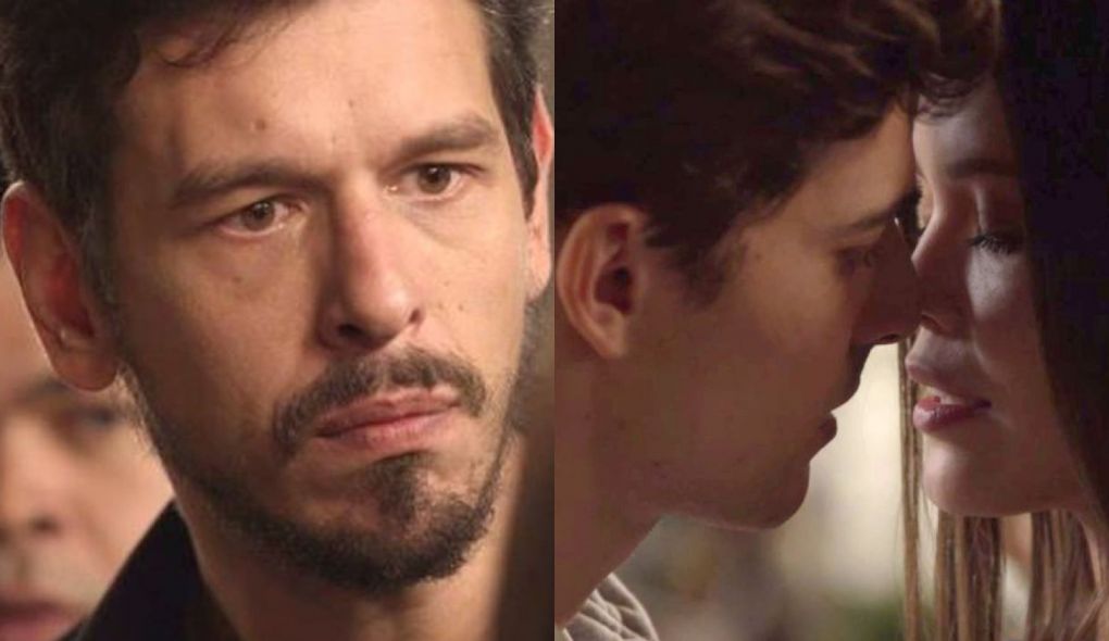 Alain (Joao Vicente de Castro), Jorge (Miguel Coelho) e Cris (Vitoria Strada) de Espelho da Vida