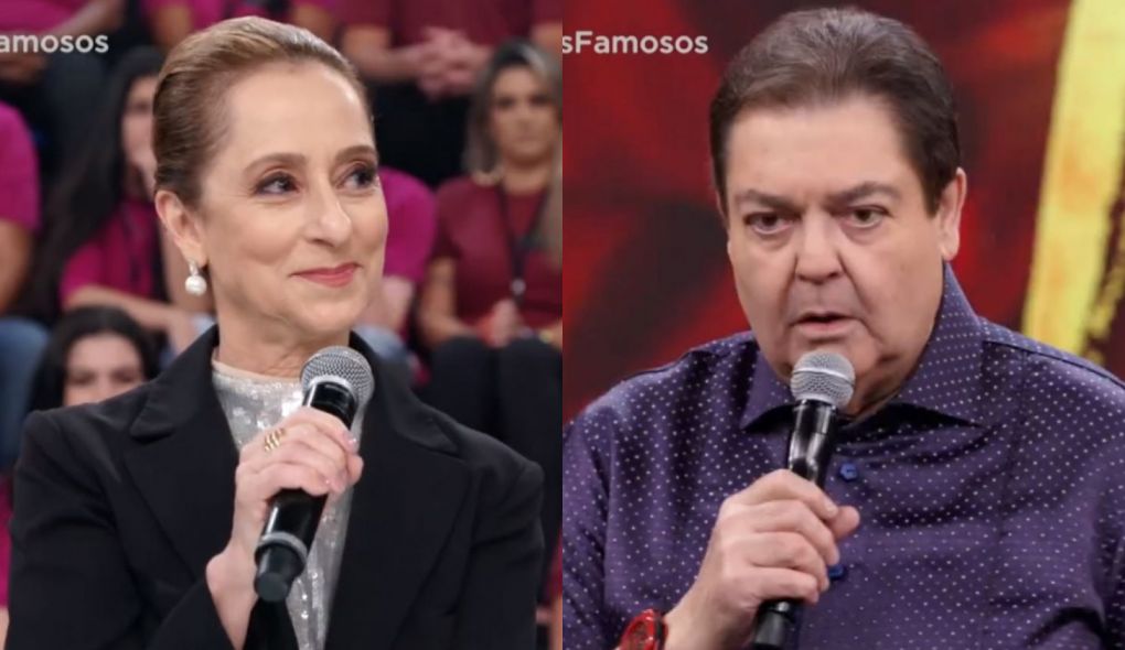 Ana Botafogo e Faustao durante o Danca dos Famosos