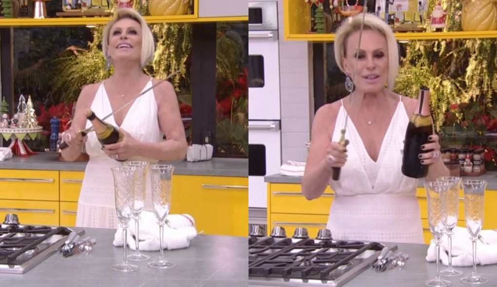 Ana Maria Braga abriu garrafa com espada