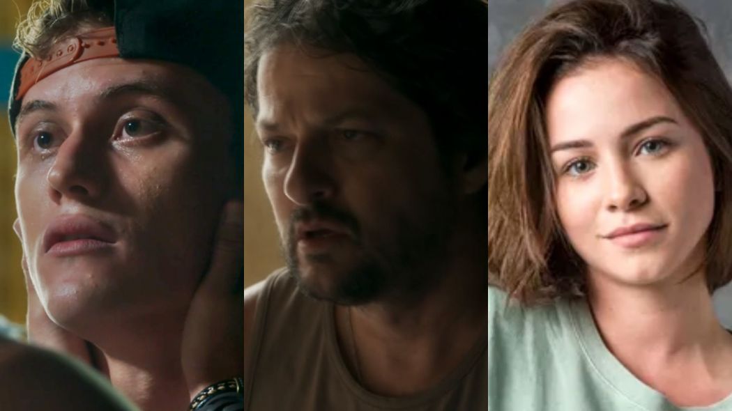 Bebeto (Eduardo Speroni), Nicolau (Marcelo Serrado) e Diana (Laryssa Ayres) de O Setimo Guardiao