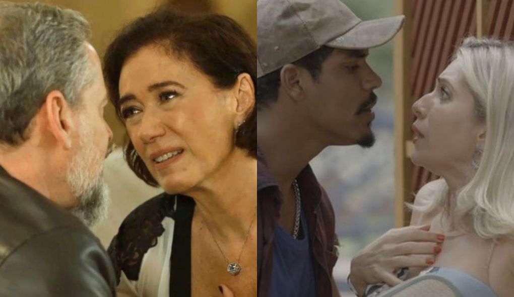 Eurico (Dan Stulbach), Valentina (Lilia Cabral), Fabim (Marcello Melo Jr.) e Marilda (Leticia Spiller) de O Setimo Guardiao
