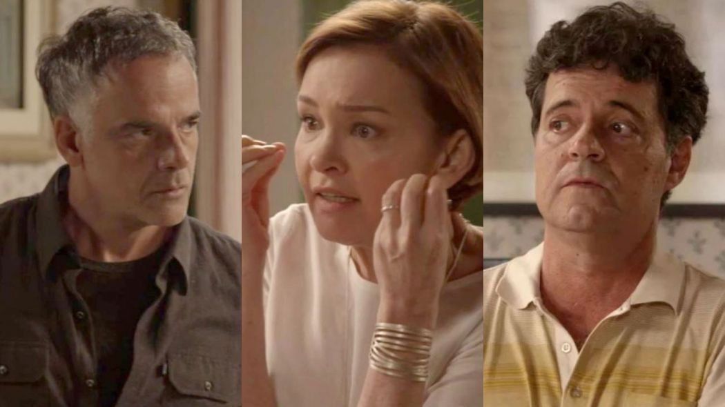 Flavio (Angelo Antonio), Ana (Julia Lemmertz) e Americo (Felipe Camargo) de Espelho da Vida