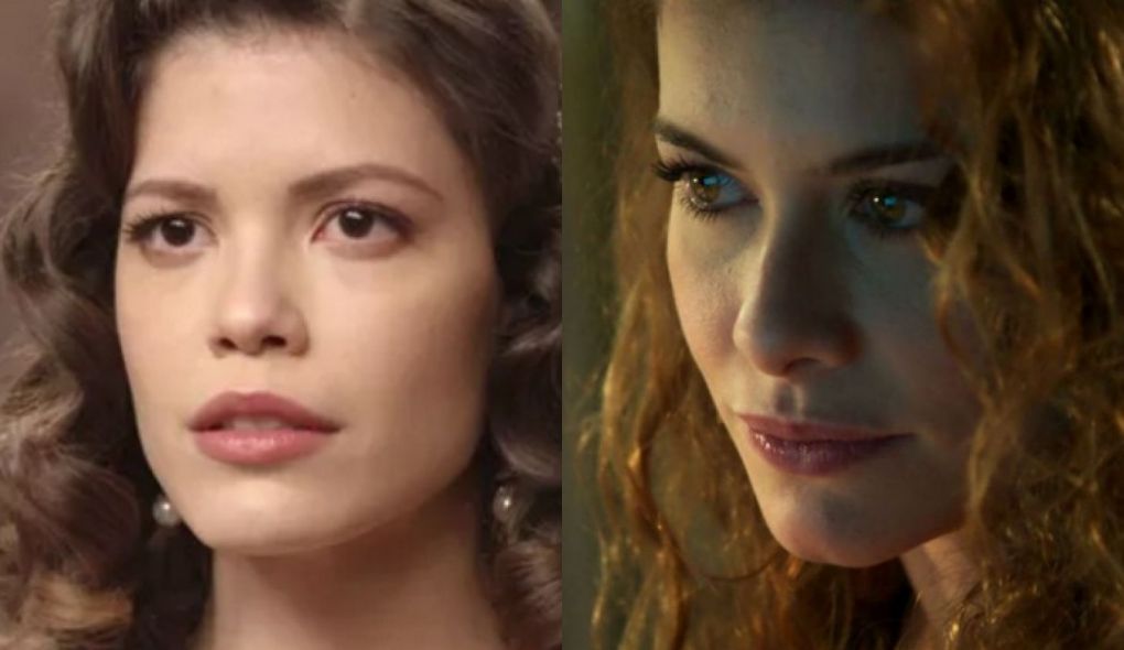 Julia (Vitoria Strada) e Isabel (Alinne Moraes) de Espelho da Vida