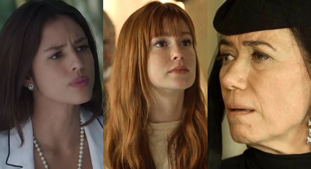 Laura (Yanna Lavigne), Luz (Marina Ruy Barbosa) e Valentina (Lilia Cabral) de O Setimo Guardiao