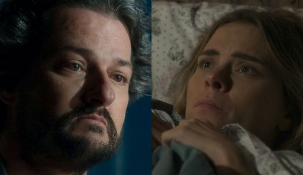 Nicolau (Marcelo Serrado) e Afrodite (Carolina Dieckmann) de O Setimo Guardiao