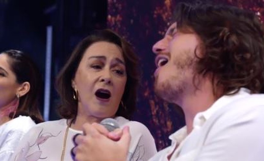 Nívea Maria e Caio Paduan do Domingão do Faustão (Reprodução: TV Globo)
