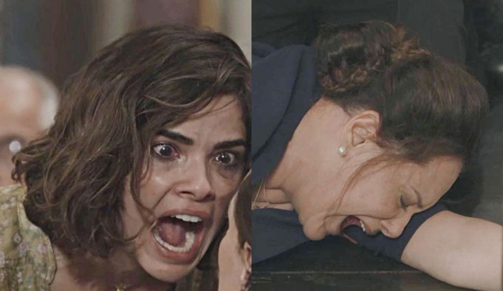 Stela (Vanessa Giacomo) e Mirtes (Elizabeth Savala) de O Setimo Guardiao