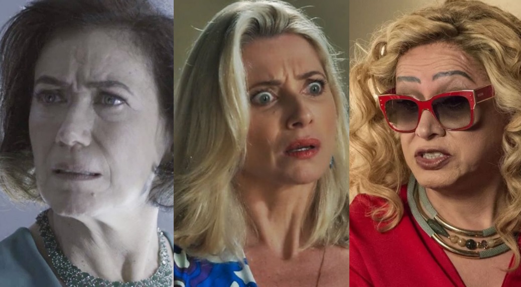 Valentina (Lilia Cabral), Marilda (Leticia Spiller) e Marcos Paulo (Nany People) de O Setimo Guardiao