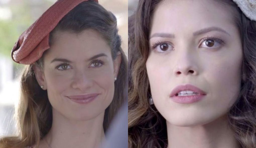 Dora (Alinne Moras) e Julia (Vitoria Strada) de Espelho da Vida