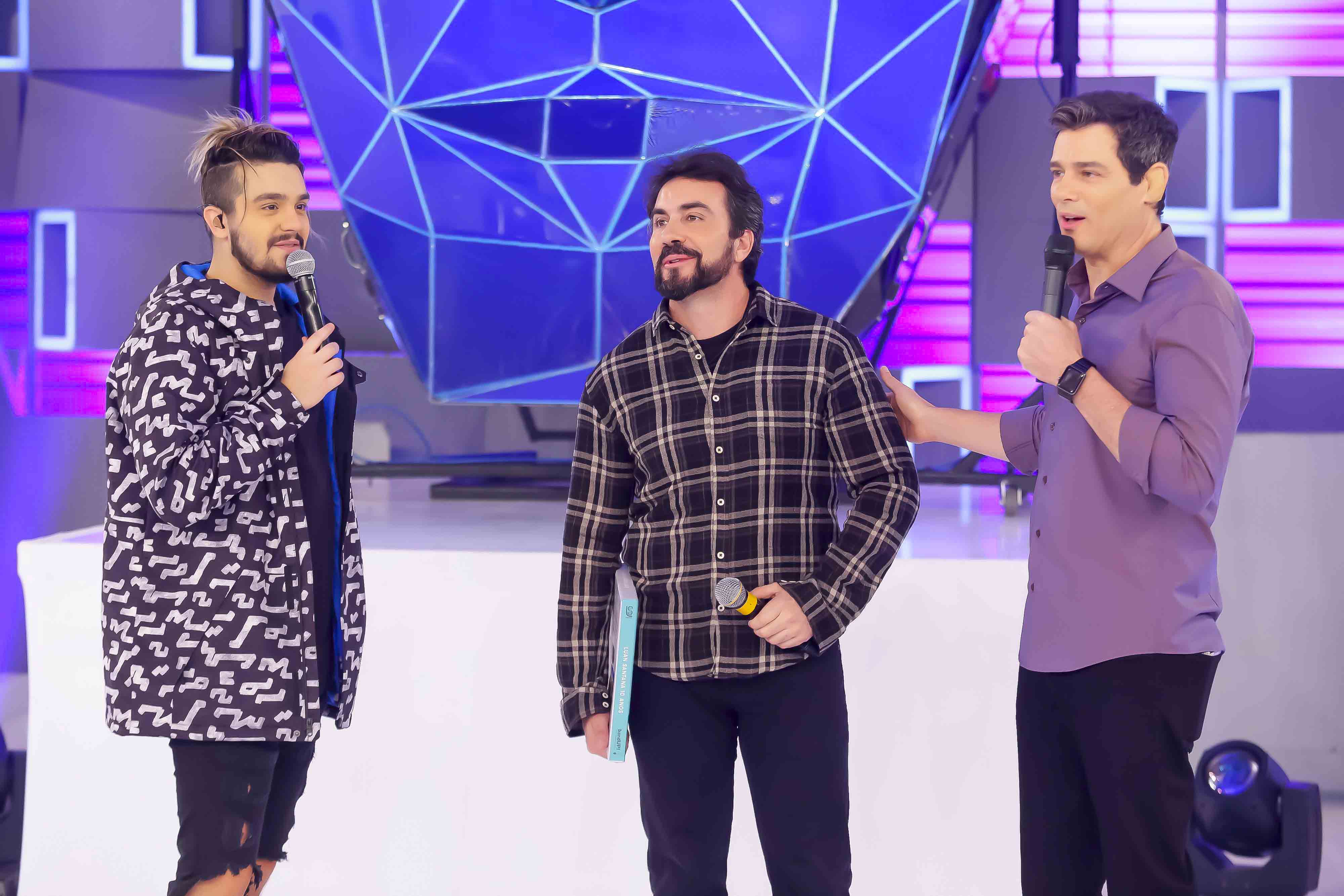 Luan Santana, Padre Fábio de Melo e Celso Portiolli no Domingo Legal