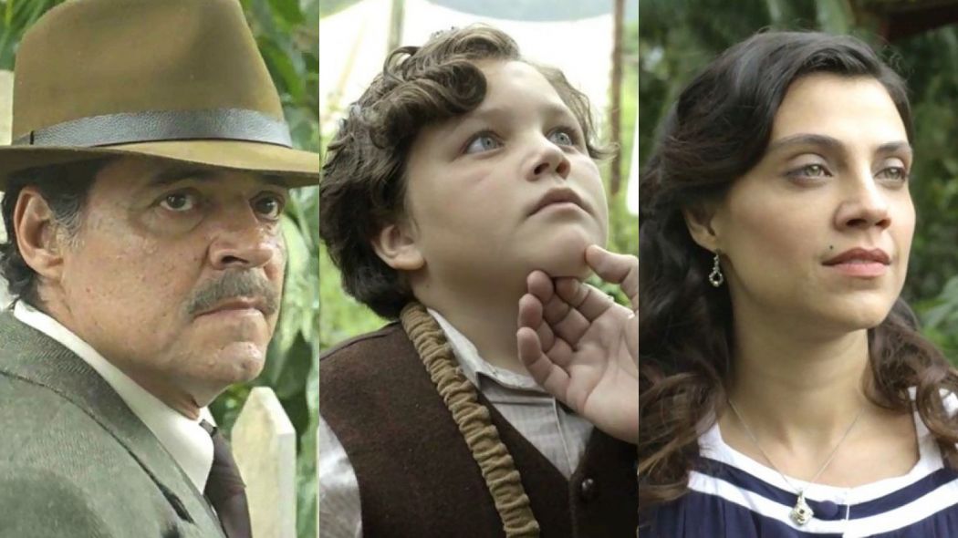 Eugenio (Felipe Camargo), Henrique (Otavio Martins) e Maristela (Letícia Persiles) de Espelho da Vida