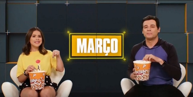 Maisa SIlva e Celso Portiolli na chamada dos filmes do SBT