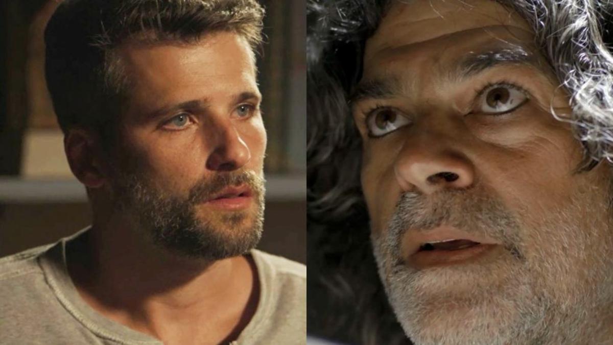 Gabriel (Bruno Gagliasso) e Leon (Eduardo Moscovis) de O Setimo Guardiao