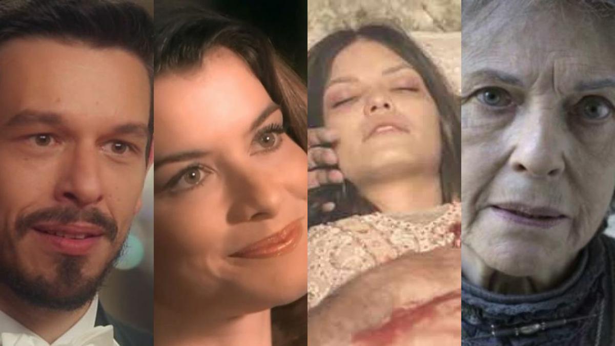 Gustavo Bruno (Joao Vicente de Castro), Dora (Alinne Moraes), Julia (Vitoria Strada) e Albertina (Suzana Faini) de Espelho da Vida
