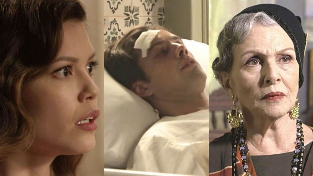 Julia (Vitoria Strada), Danilo (Rafael Cardoso) e Hildegard (Irene Ravache) de Espelho da Vida