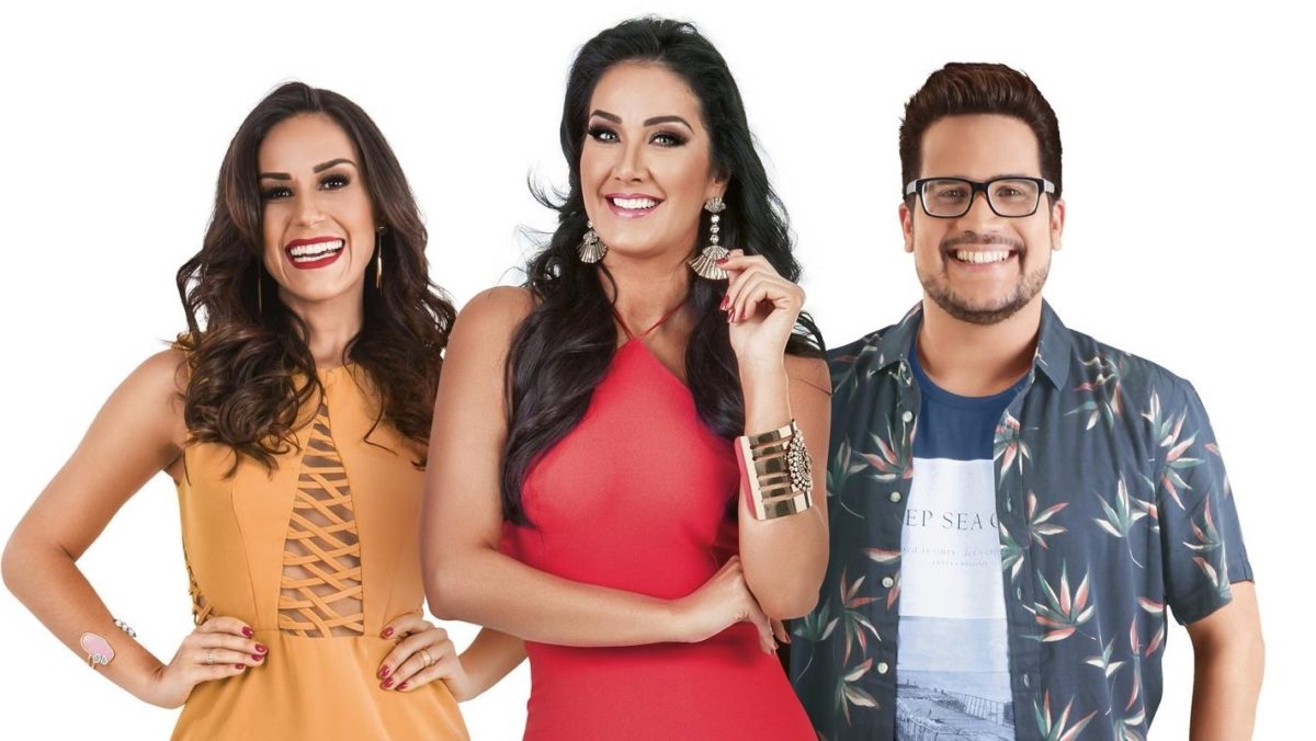 Nadja Haddad, Helen Ganzaroli e Leo Sampaio apresentam o SBT Folia