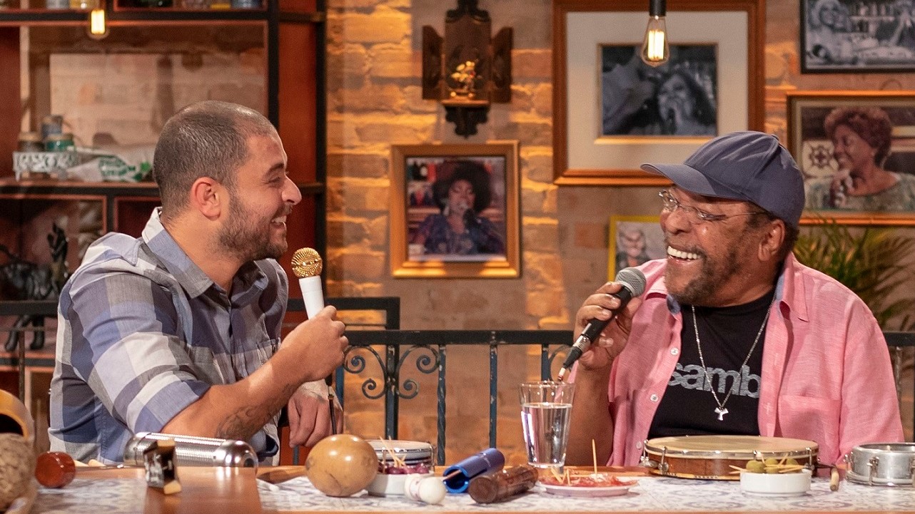 Diogo Nogueira e Martinho da Vila no programa Samba na Gamboa