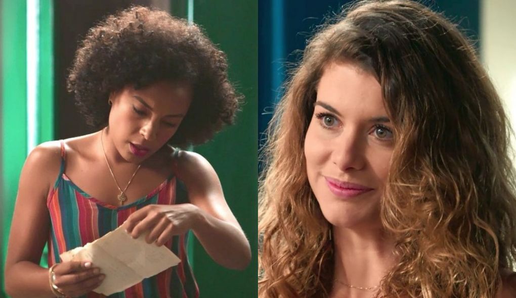 Sheila (Dandara Albuquerque) e Isabel (Alinne Moraes) de Espelho da Vida