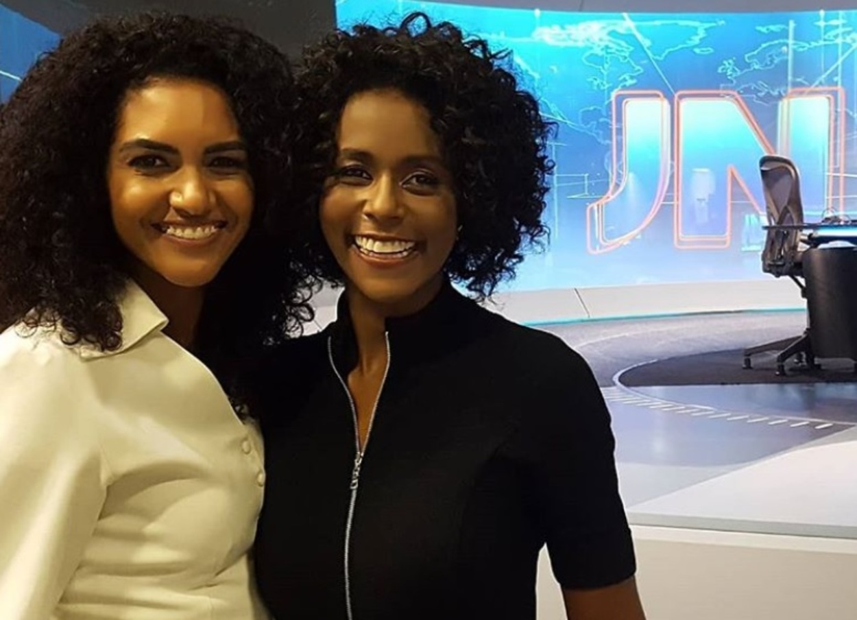 Ana Paula Santos e Maria Julia Coutinho, a Maju, nos bastidores do Jornal Nacional