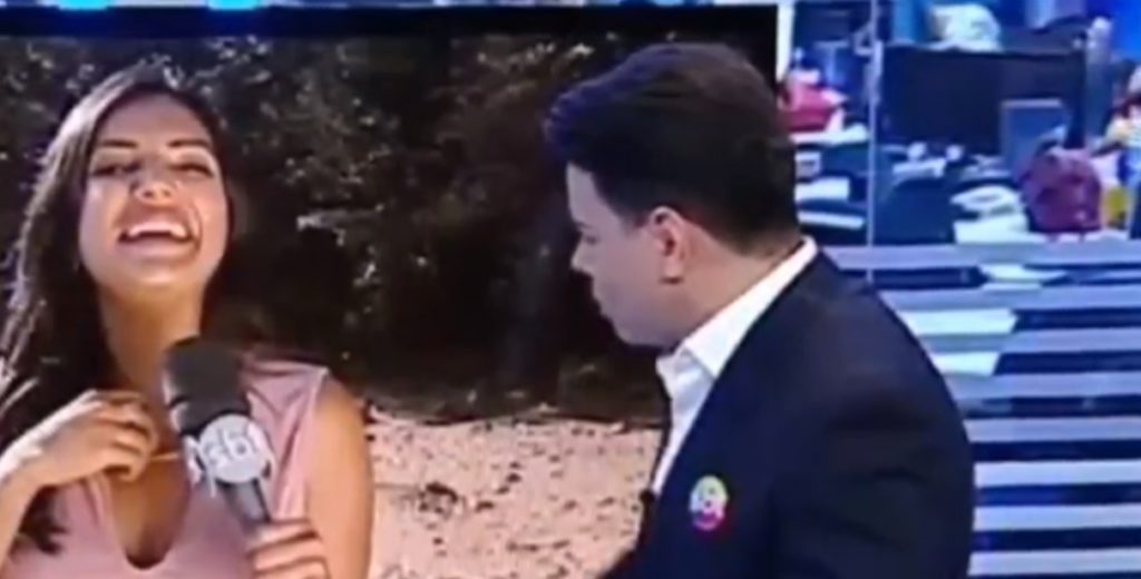 Marcao do Povo e a reporter Marcia Dantas no Primeiro Impacto