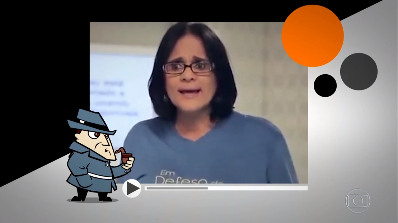Ministra Damares Alves em quadro de humor do Fantastico